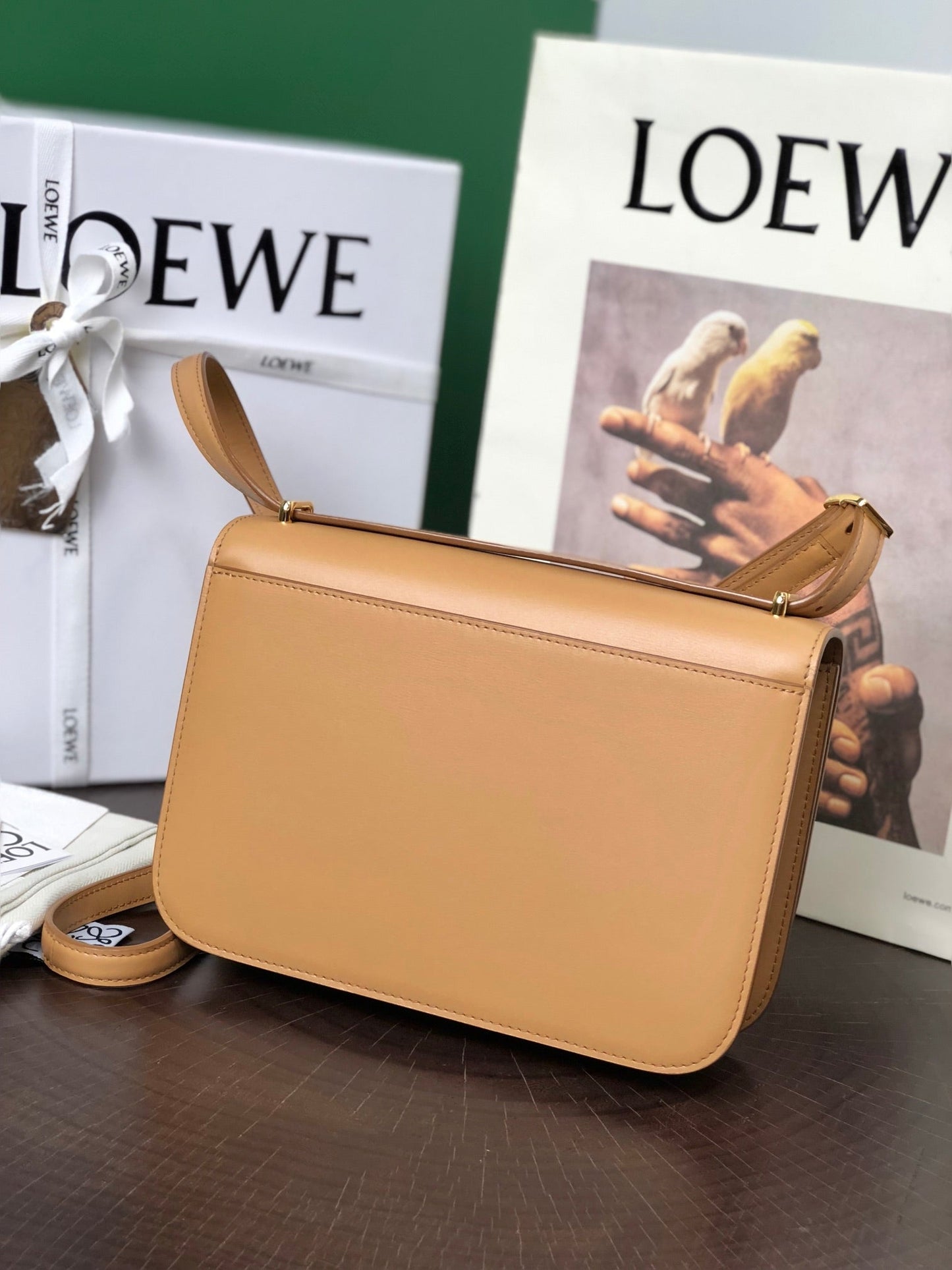 LOE GOYA BAG 23 IN COPPER BROWN CALFSKIN