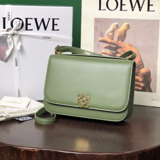 LOE GOYA BAG 23 IN AVOCADO GREEN SILK CALFSKIN