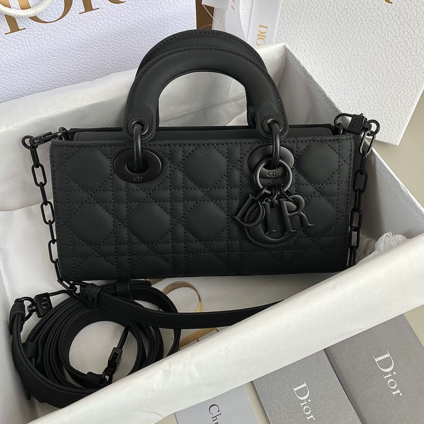 D-JOY BAG 22 IN BLACK LAMBSKIN