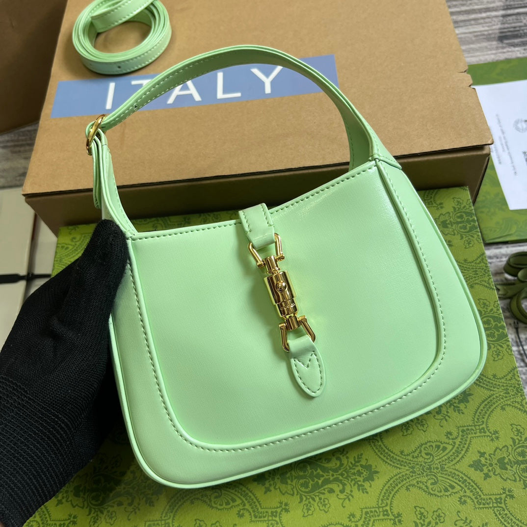 GG JACKIE MINI 19 SHOULDER BAG IN LIGHT GREEN CALFSKIN