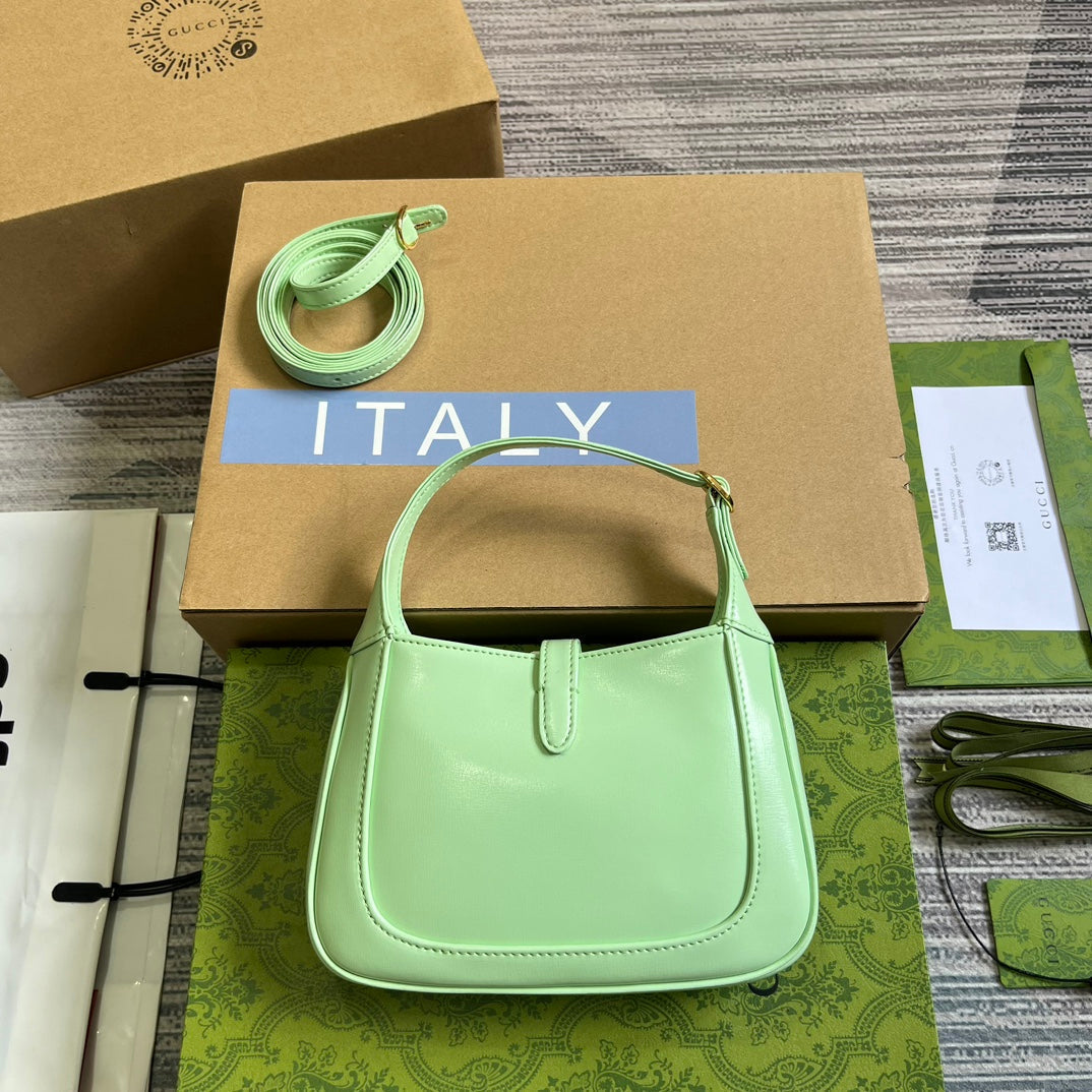 GG JACKIE MINI 19 SHOULDER BAG IN LIGHT GREEN CALFSKIN