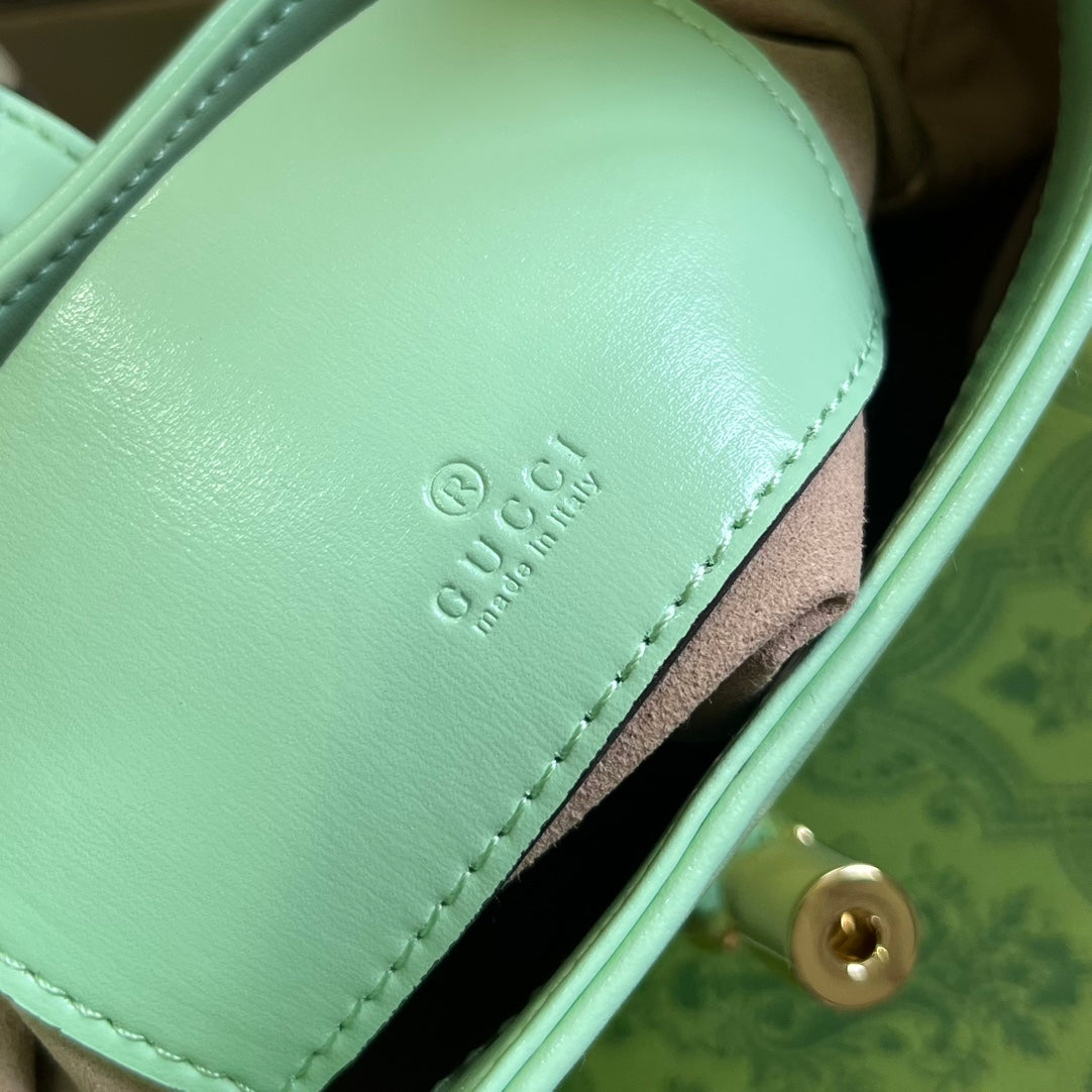 GG JACKIE MINI 19 SHOULDER BAG IN LIGHT GREEN CALFSKIN