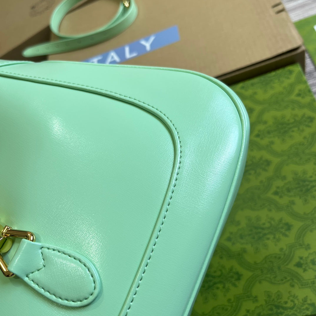 GG JACKIE SMALL 28 SHOULDER BAG IN LIGHT GREEN CALFSKIN