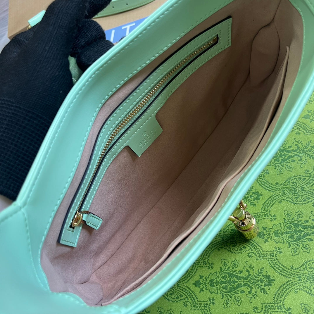 GG JACKIE SMALL 28 SHOULDER BAG IN LIGHT GREEN CALFSKIN