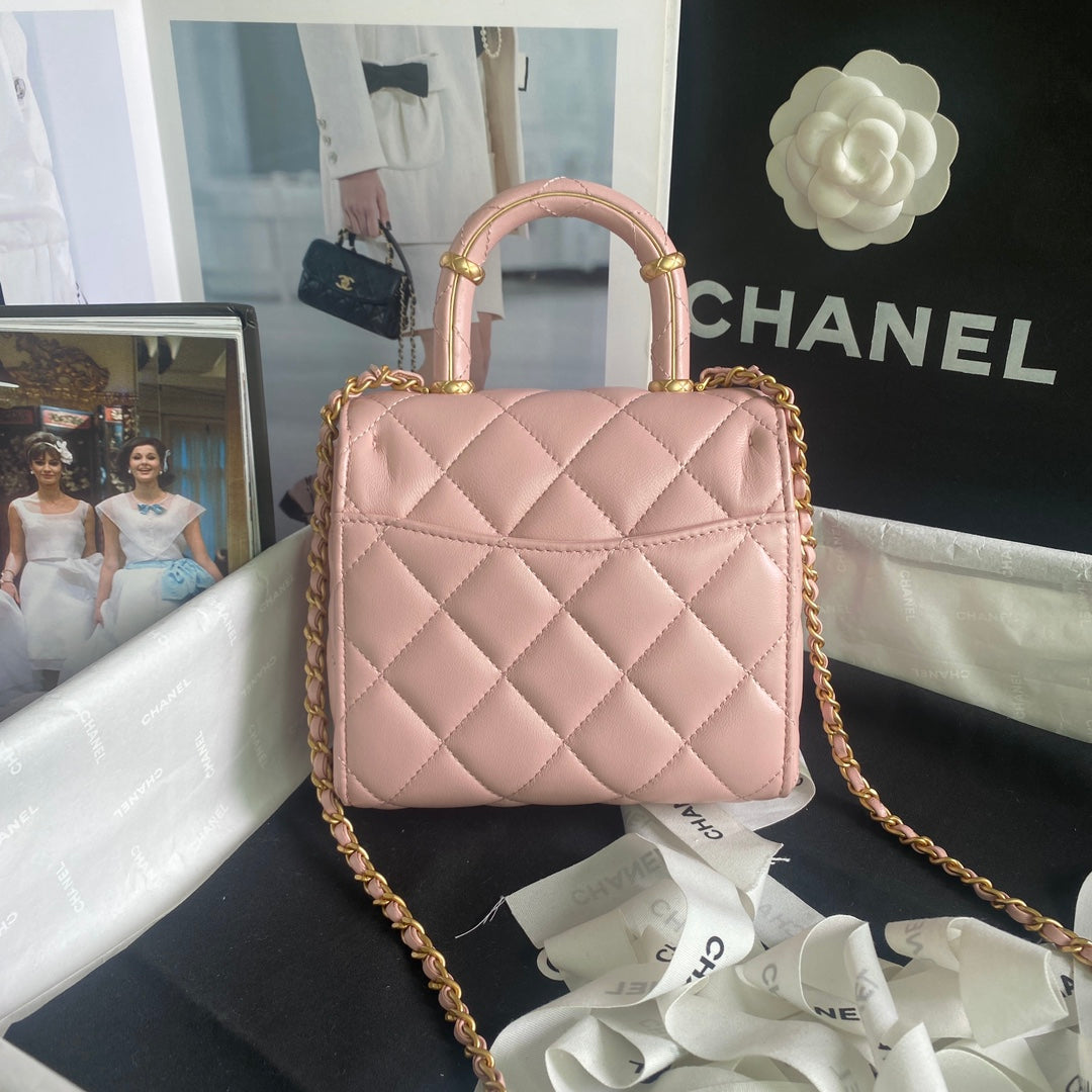 CC MINI 15 BAG IN LIGHT PINK CALFSKIN GOLDEN HARDWARE