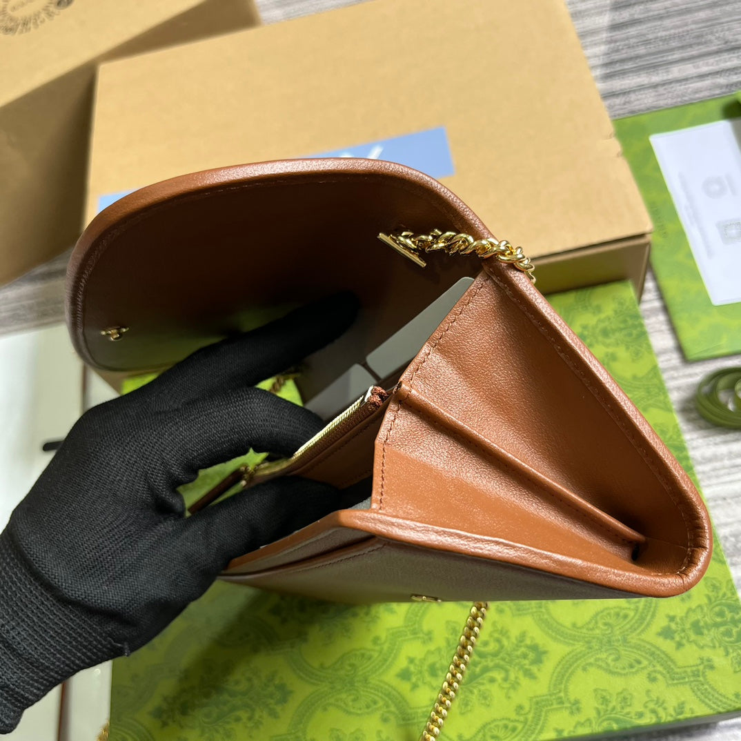 BLONDIE SHOULDER BAG 21 IN BRONZE BROWN CALFSKIN GOLD HARDWARE