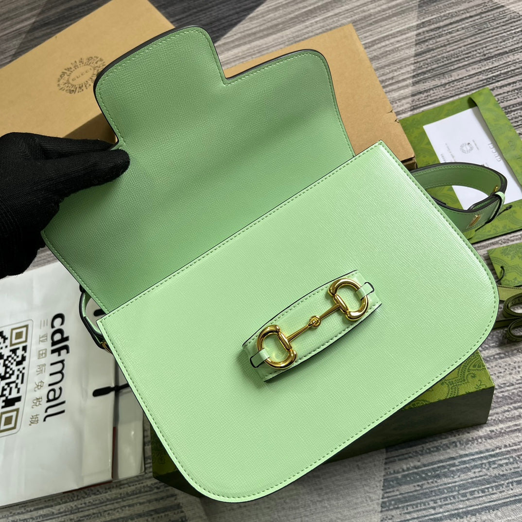 GG HORSEBIT 1955 MINI BAG 25 IN LIGHT GREEN CALFSKIN