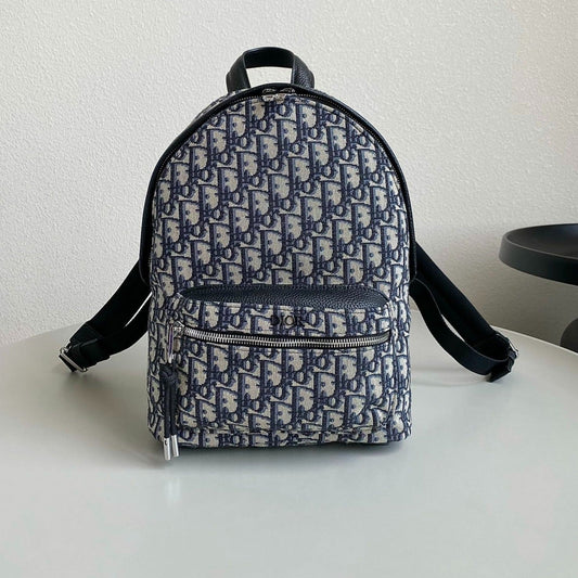 LARGE BACKPACK 42 BLUE OBLIQUE JACQUARD