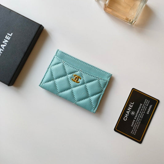 CC CARD HOLDER 11.2 SKY GRAINED CALFSKIN GOLD ICON