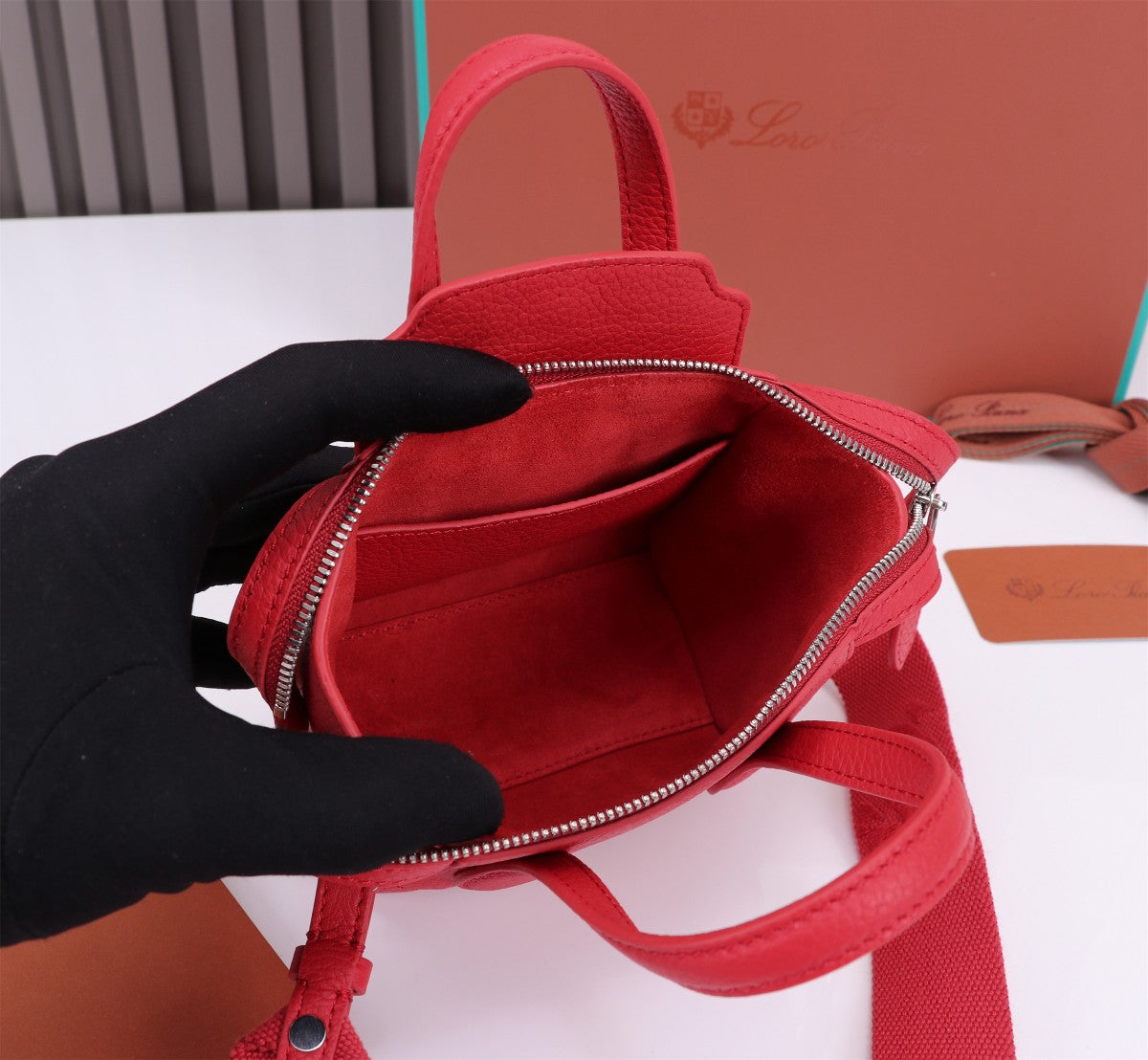 NANO SMILE BAG 18 IN CRIMSON RED CALFSKIN