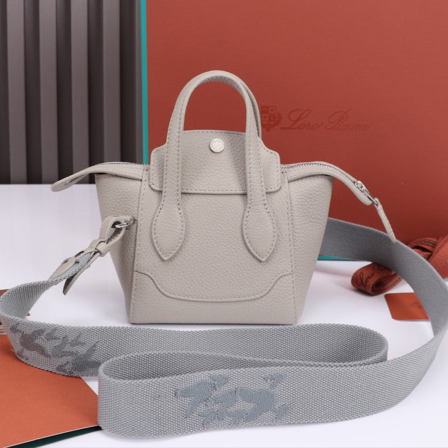 NANO SMILE BAG 18 IN PASTEL GRAY CALFSKIN