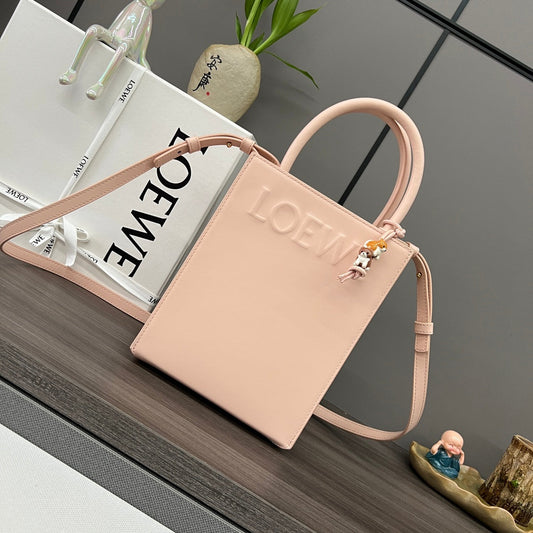 STANDARD A5 TOTE BAG IN PEACH PINK CALFSKIN