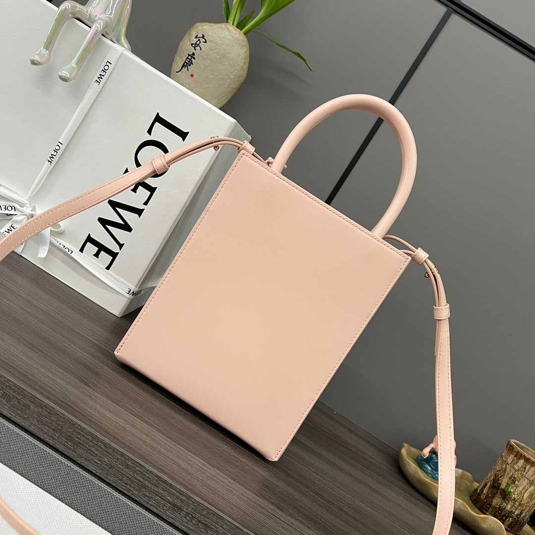 STANDARD A5 TOTE BAG IN PEACH PINK CALFSKIN