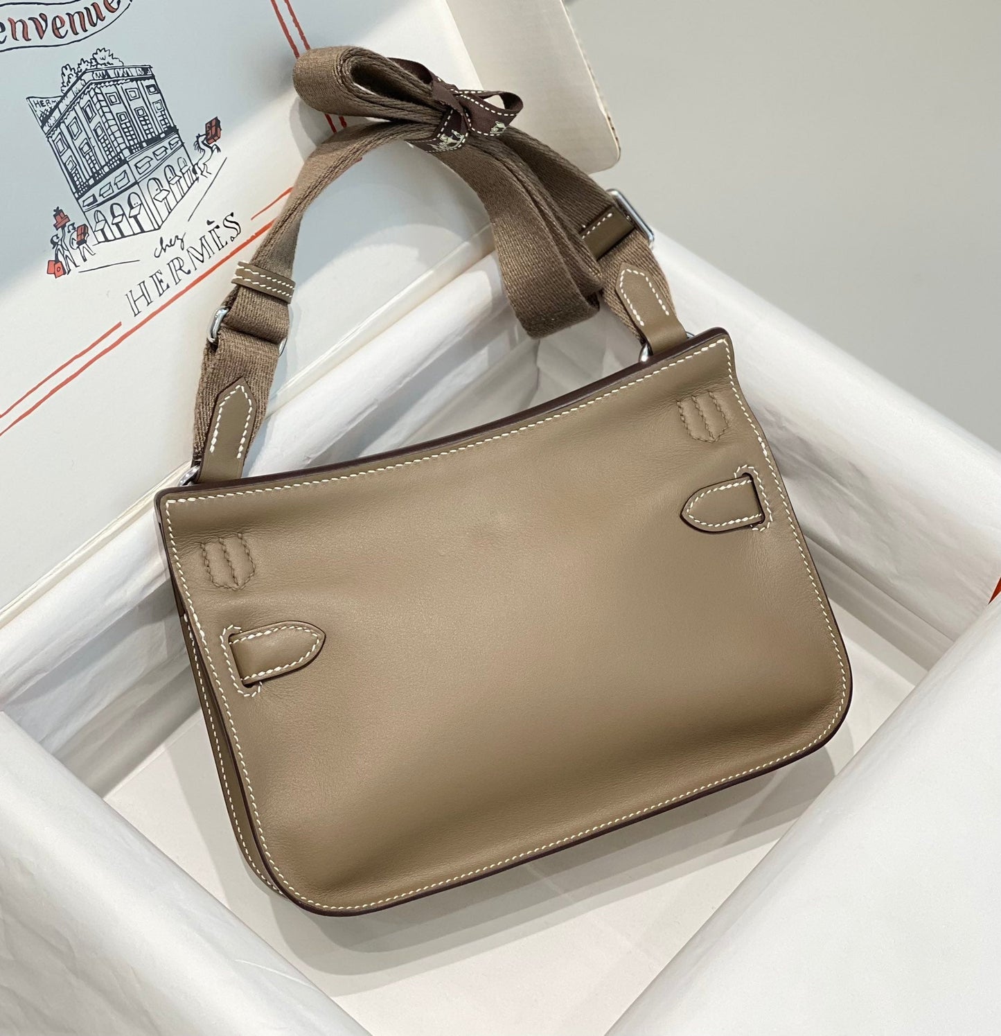 HM JYPSIÈRE MINI 23 TAN CALFSKIN SILVER HARDWARE