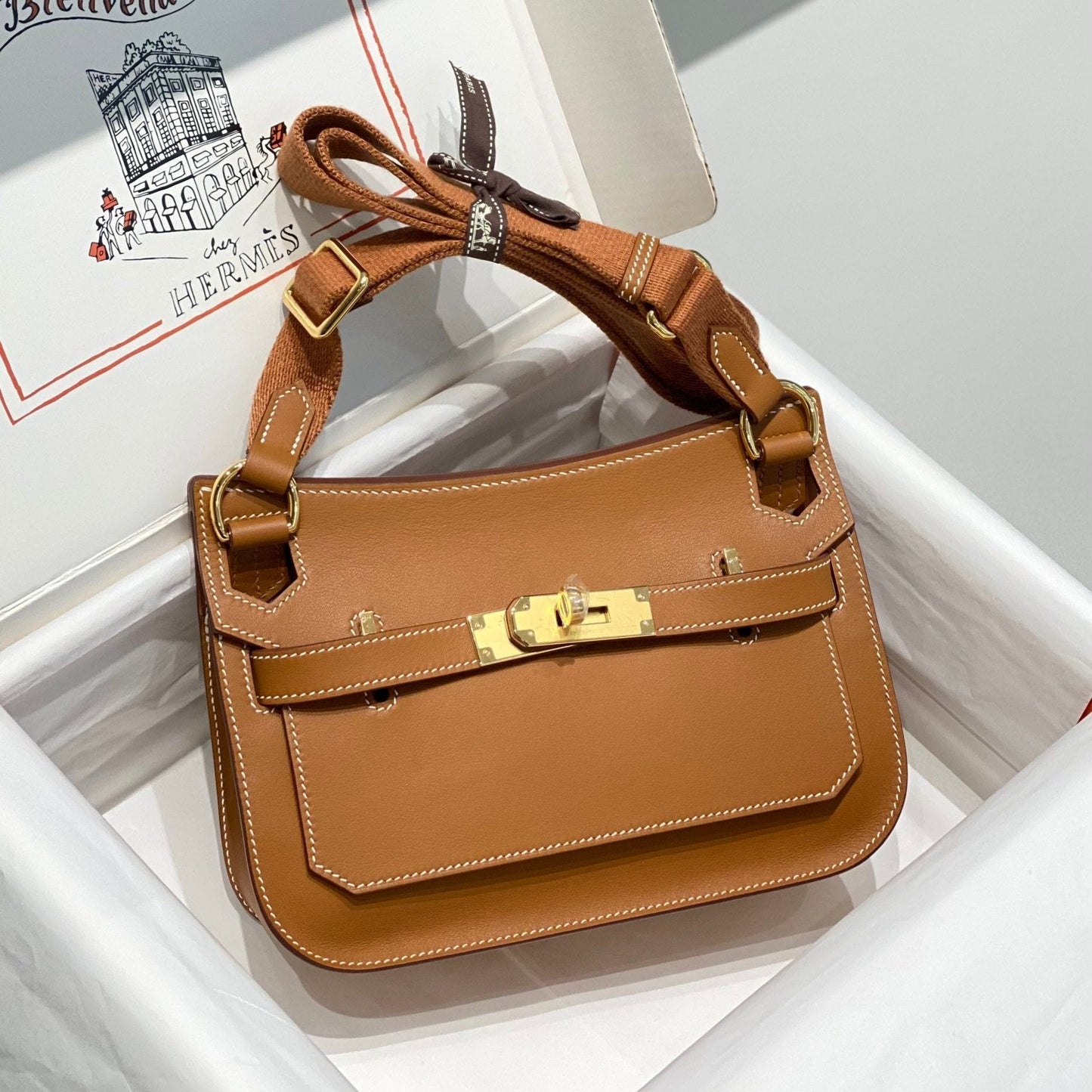 HM JYPSIÈRE MINI 23 BRONZE CALFSKIN GOLD HARDWARE