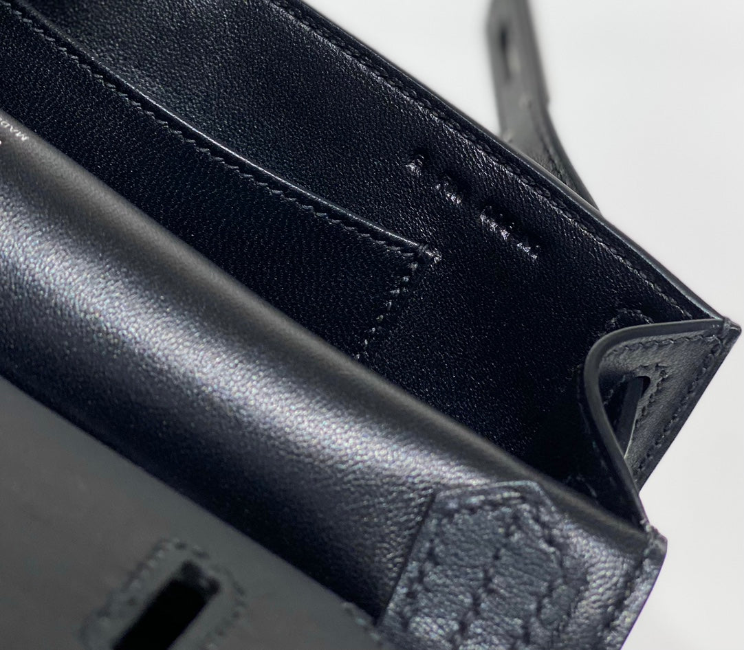 HM JYPSIÈRE MINI 23 BLACK CALFSKIN SILVER HARDWARE