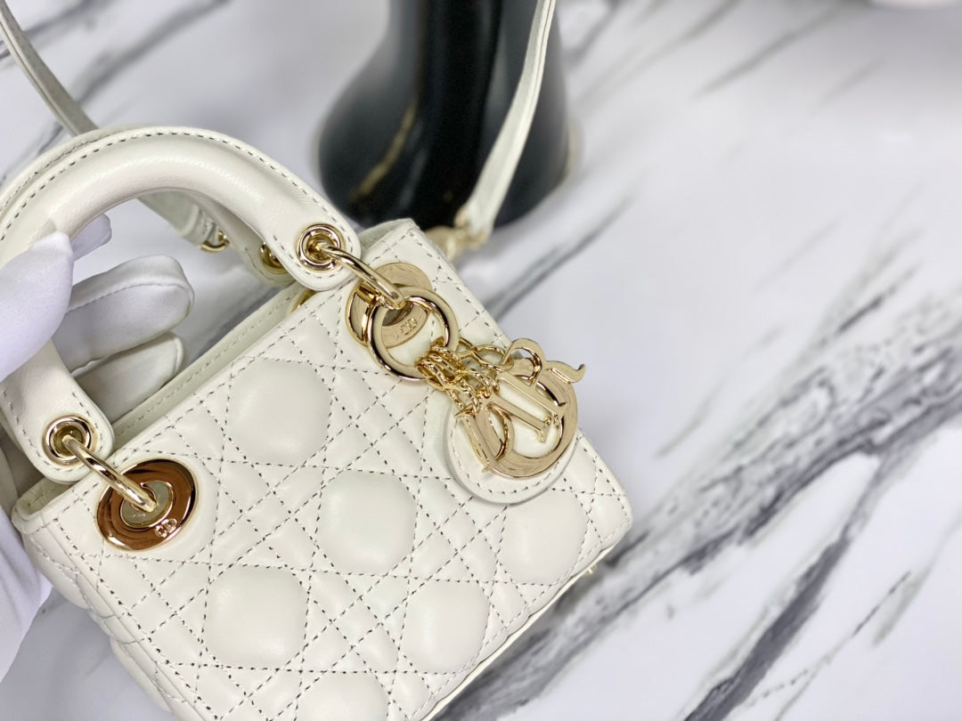 MICRO LADY 12 BAG IN WHITE LAMBSKIN