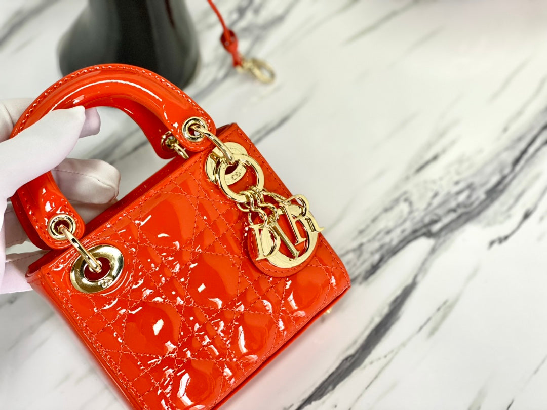 MICRO LADY 12 BAG IN GLOSSY SCARLET RED LAMBSKIN