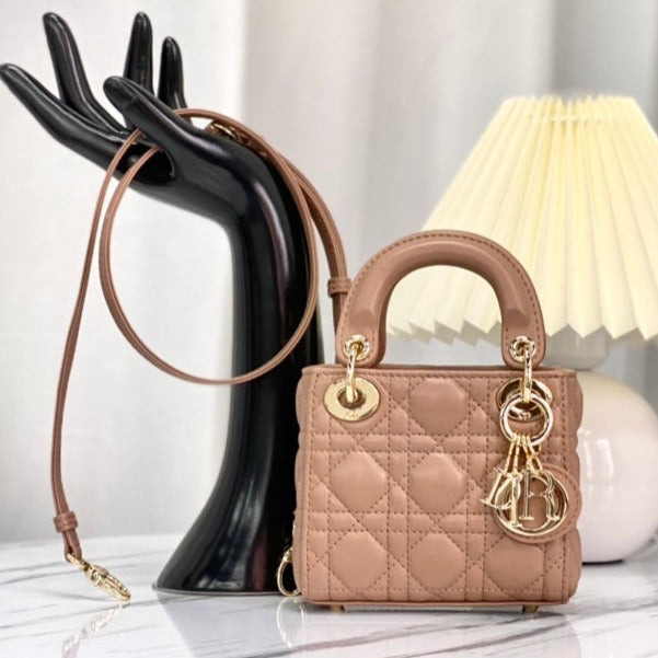 MICRO LADY 12 BAG IN CAMEL BEIGE LAMBSKIN