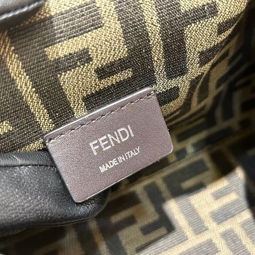 FENDI FIRST MINI 25 IN BLACK CALFSKIN BAG SILVER HARDWARE