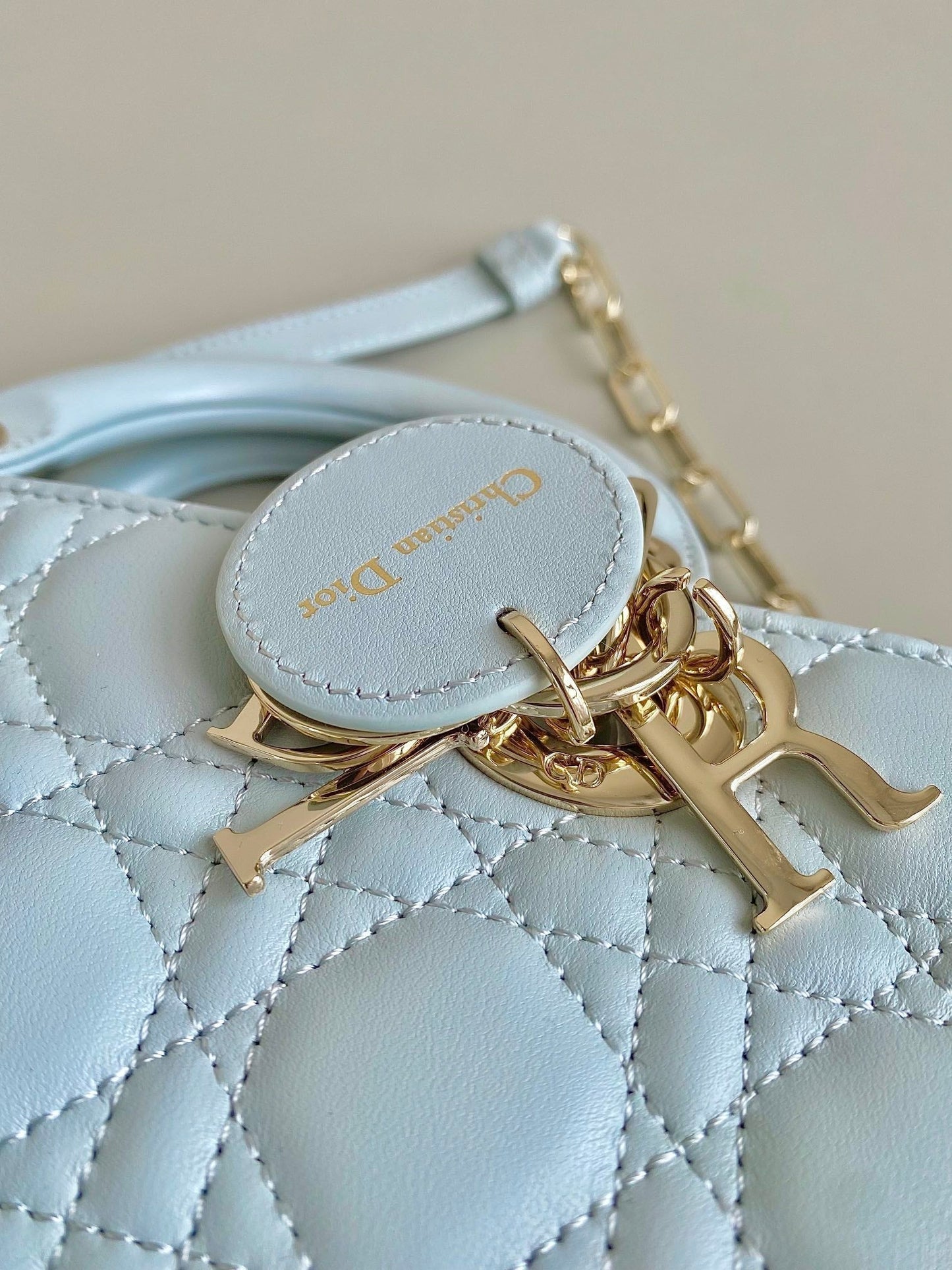 D-JOY BAG 22 IN LIGHT BLUE LAMBSKIN