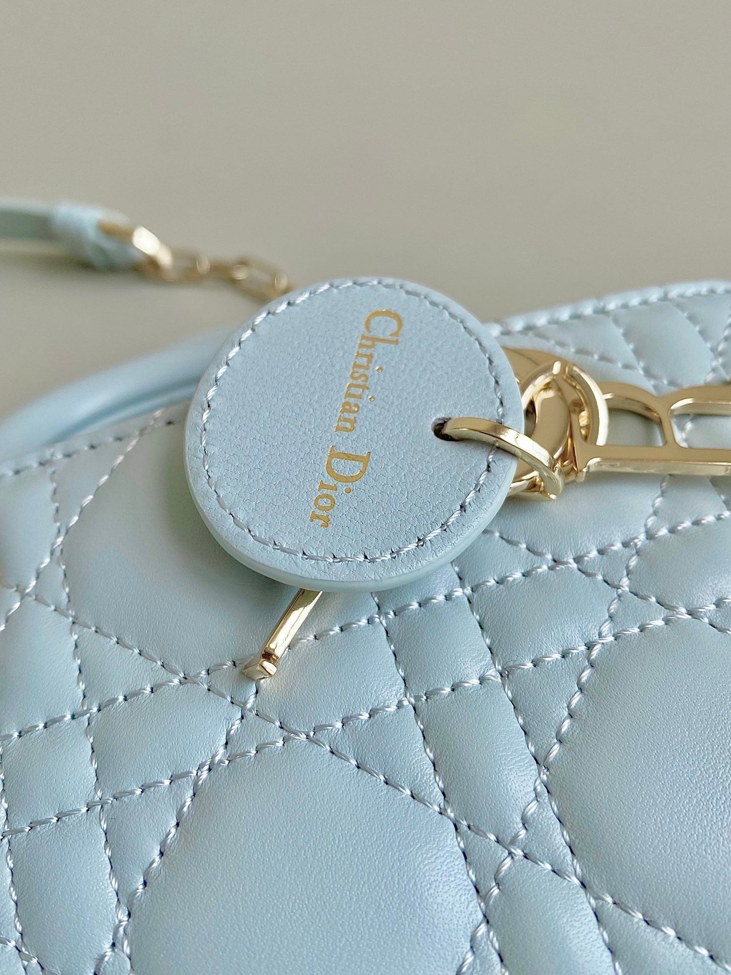 MINI D-JOY BAG 17 IN LIGHT BLUE LAMBSKIN