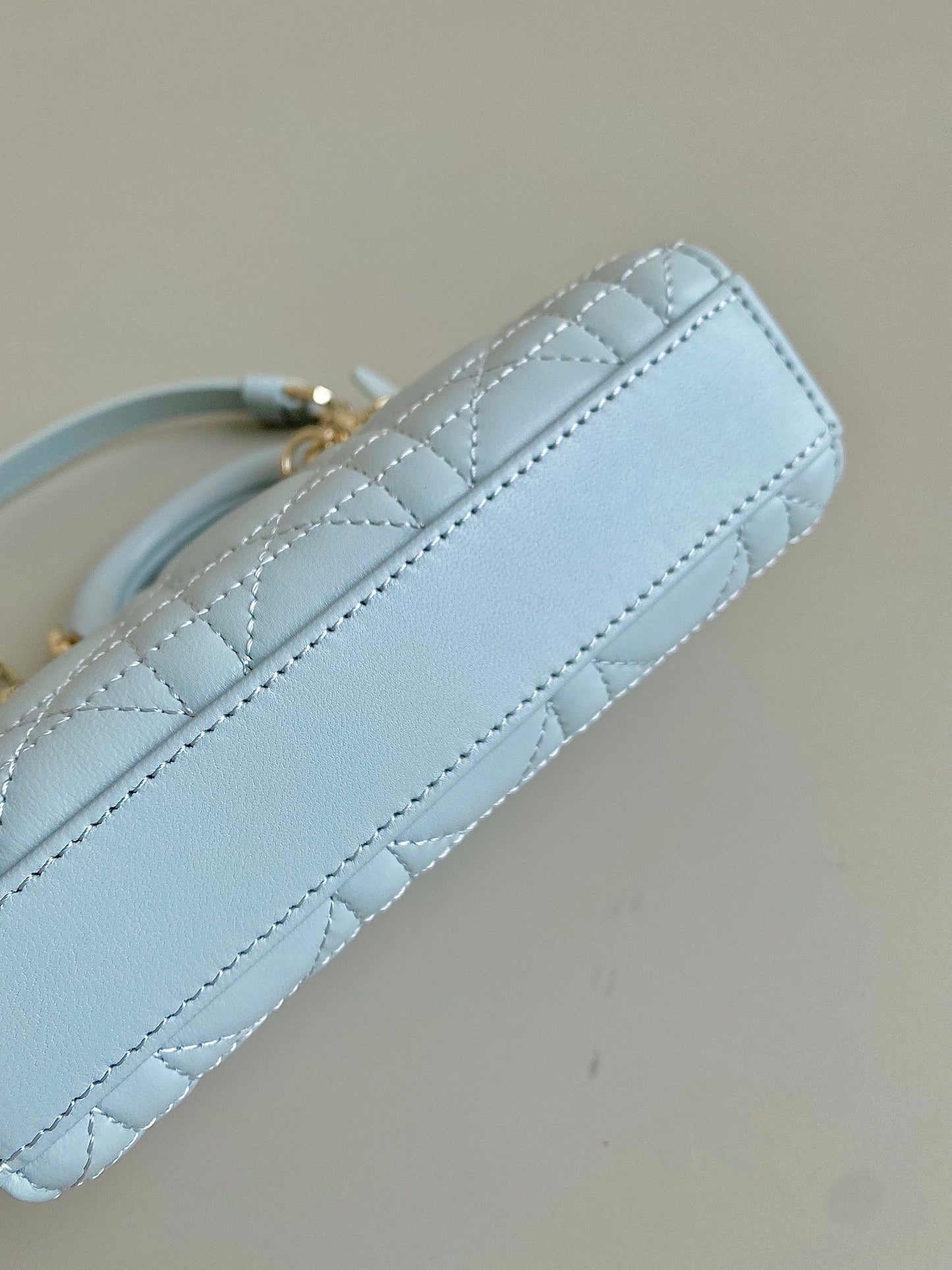 MINI D-JOY BAG 17 IN LIGHT BLUE LAMBSKIN