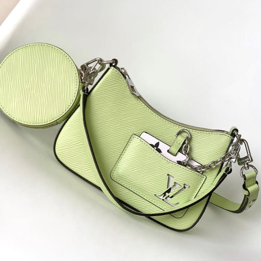 MARELLINI 19 LIGHT GREEN EPI GRAINED LEATHER