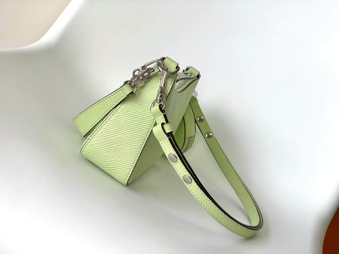 MARELLINI 19 LIGHT GREEN EPI GRAINED LEATHER