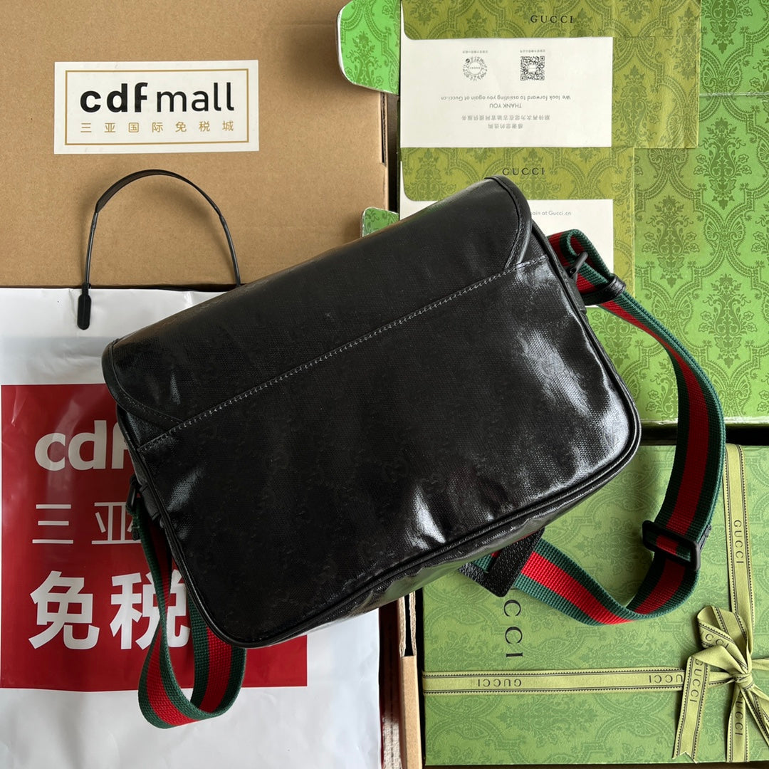 MESSENGER BAG 27 IN BLACK MONOGRAM CANVAS