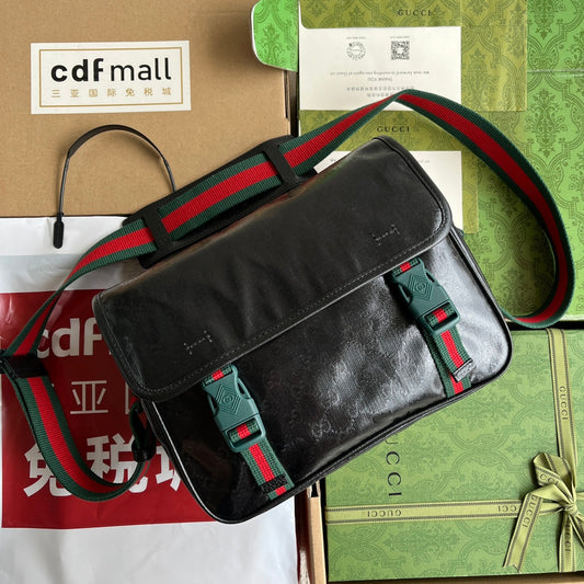 MESSENGER BAG 27 IN BLACK MONOGRAM CANVAS