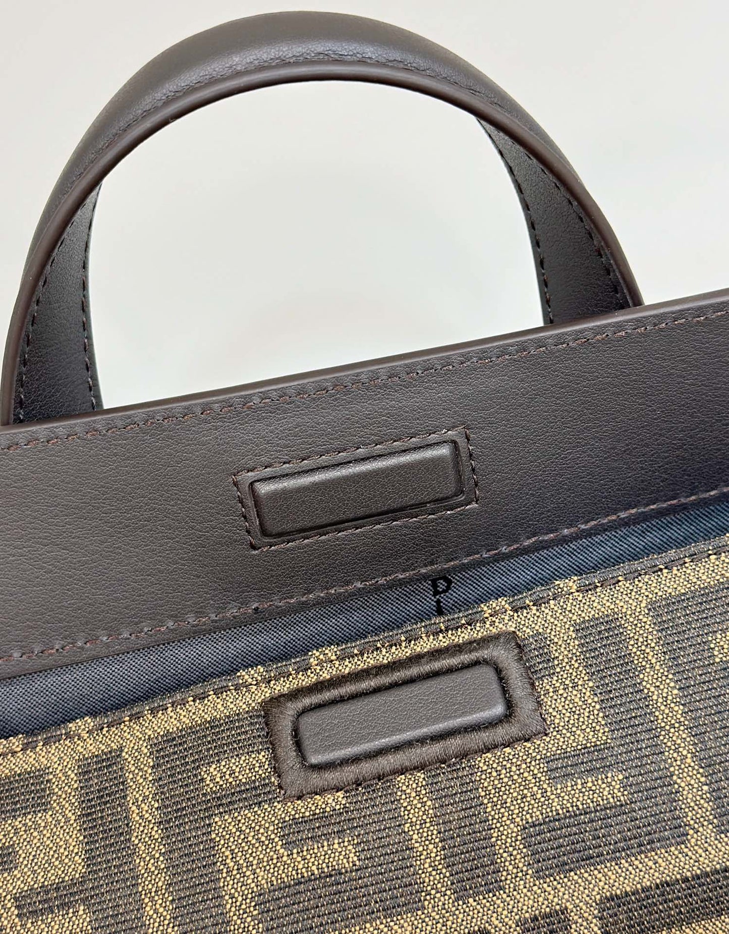 FENDI 27 BAG IN BROWN MIX BLACK JACQUARD FABRIC WITH CALFSKIN