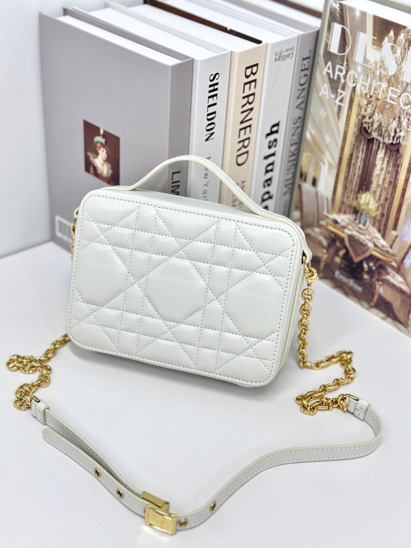 CARO BOX 19 IN WHITE CALFSKIN