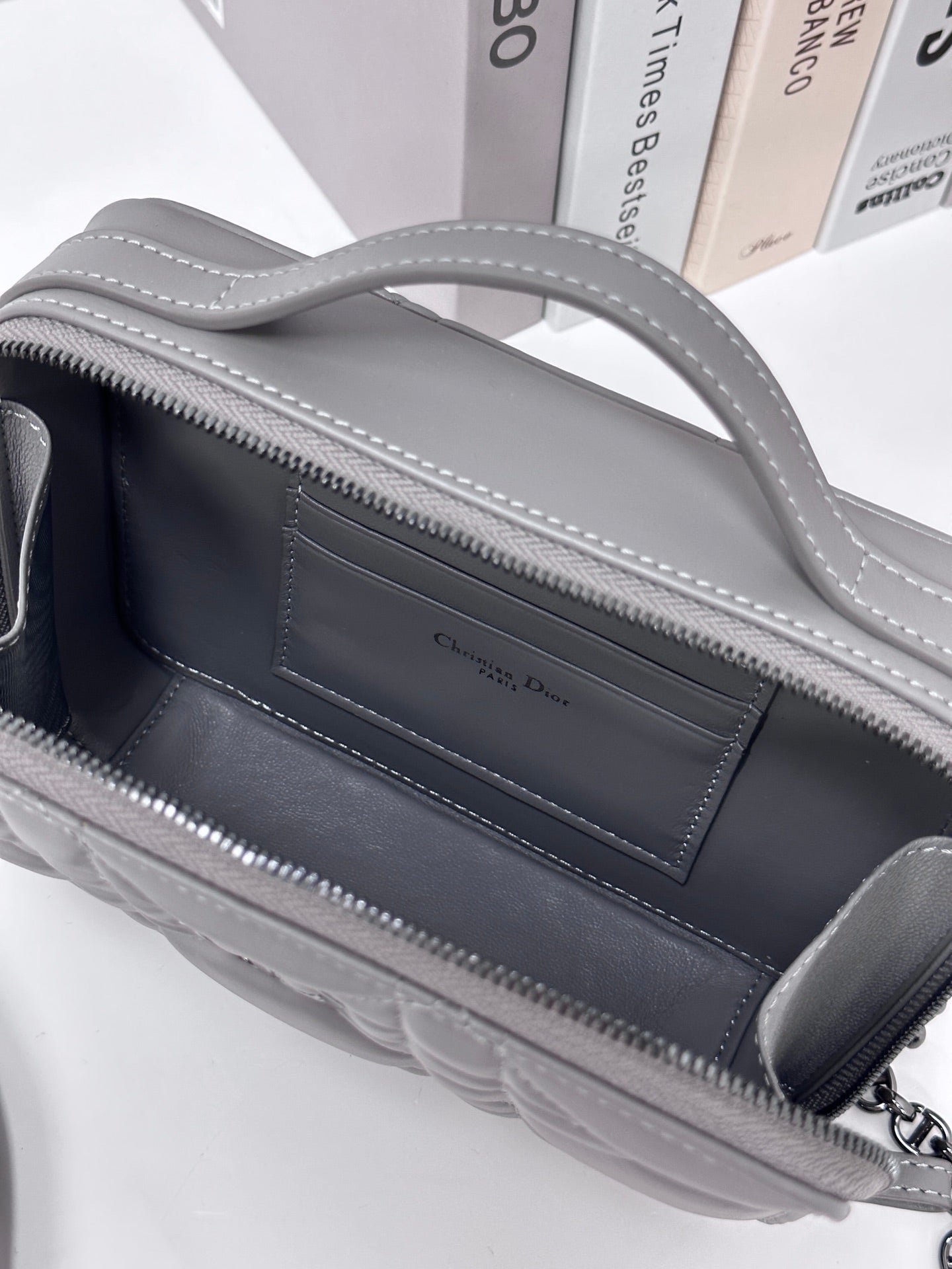 CARO BOX 19 IN GREY CALFSKIN