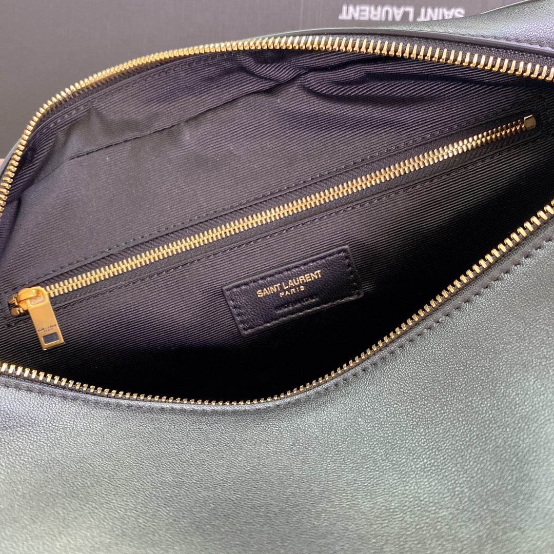 TRAVEL BAG 31 IN KHAKI GREEN LAMBSKIN GOLD HARDWARE