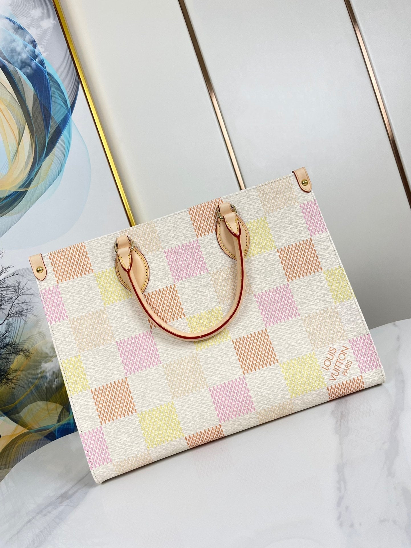 ONTHEGO 35 IN PEACH DAMIER GIANT CANVAS