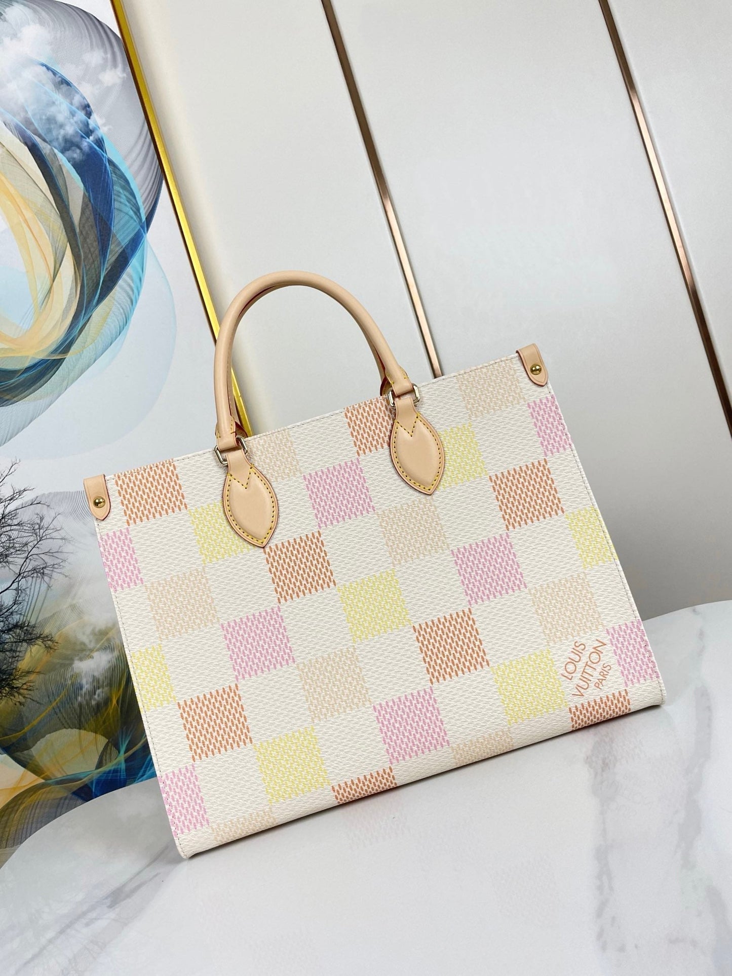 ONTHEGO 35 IN PEACH DAMIER GIANT CANVAS