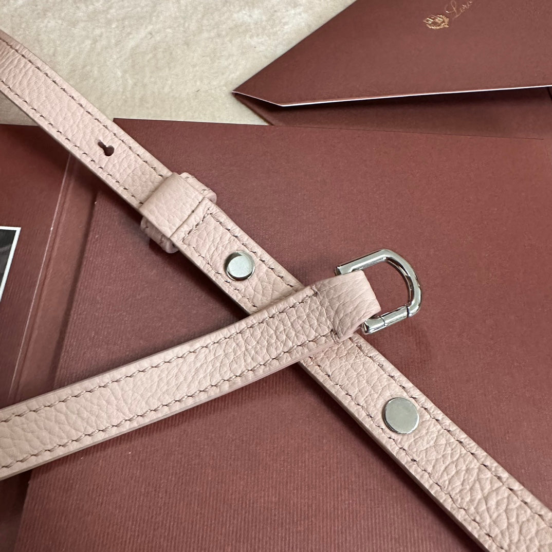 EXTRA POCKET L19 IN BLUSH PINK GRAINED CALFSKIN WITH SILVER HARDWARE