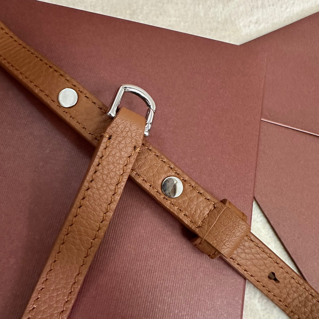 EXTRA POCKET L19 IN BRONZE BROWN CALFSKIN WITH SILVER HARDWARE