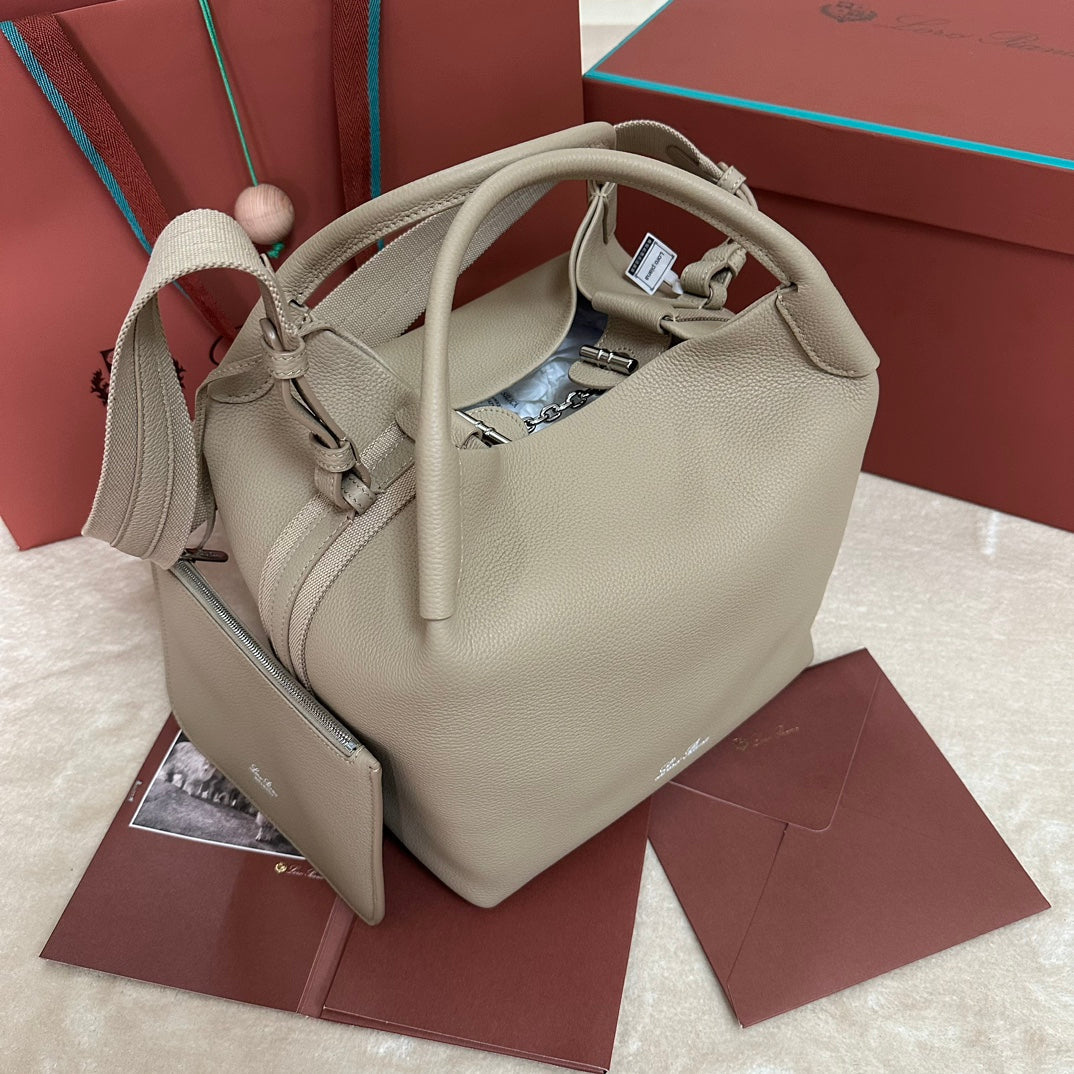 MEDIUM 36 BAG IN KHAKI BROWN CALFSKIN WITH SILVER HARDWARE