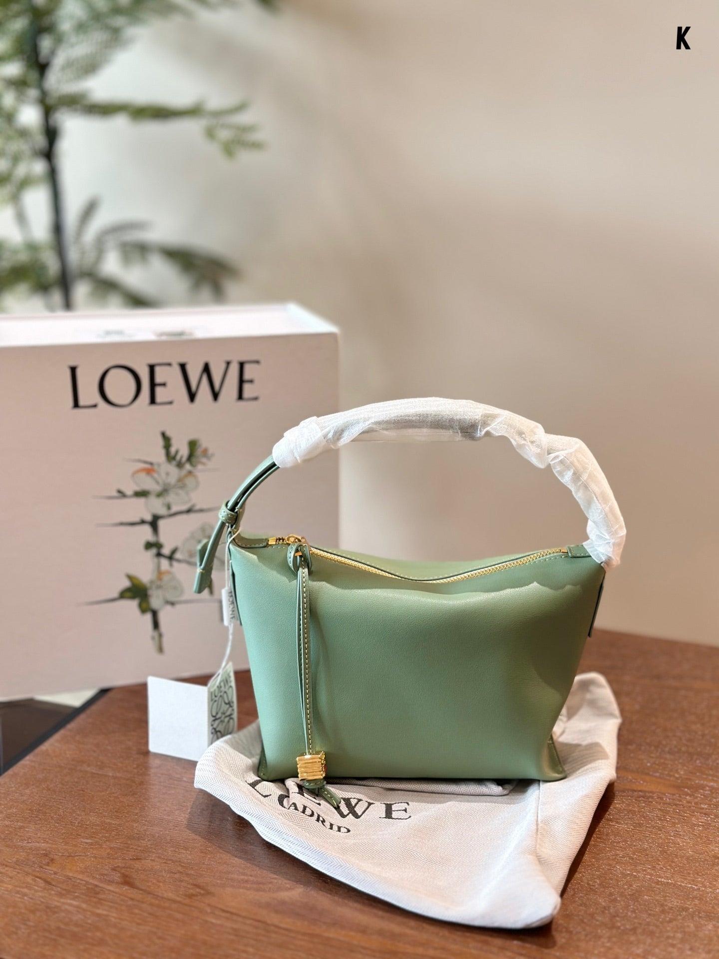 LOE LUNA HOBO 20 BAG IN GREEN MINT CALFSKIN