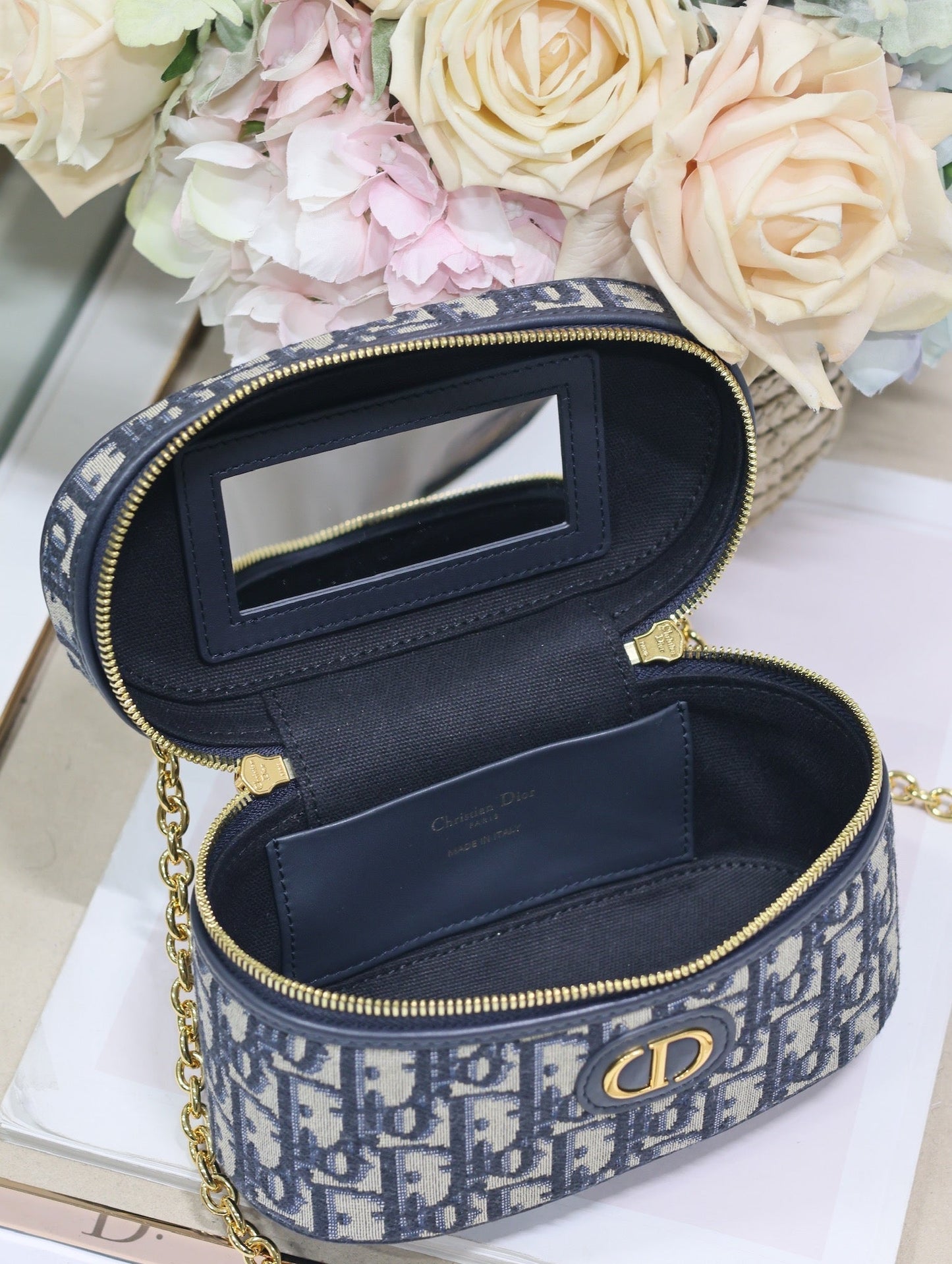 CARO 16 MINI VANITY CASE IN BLUE MONOGRAM OBLIQUE JACQUARD FABRIC