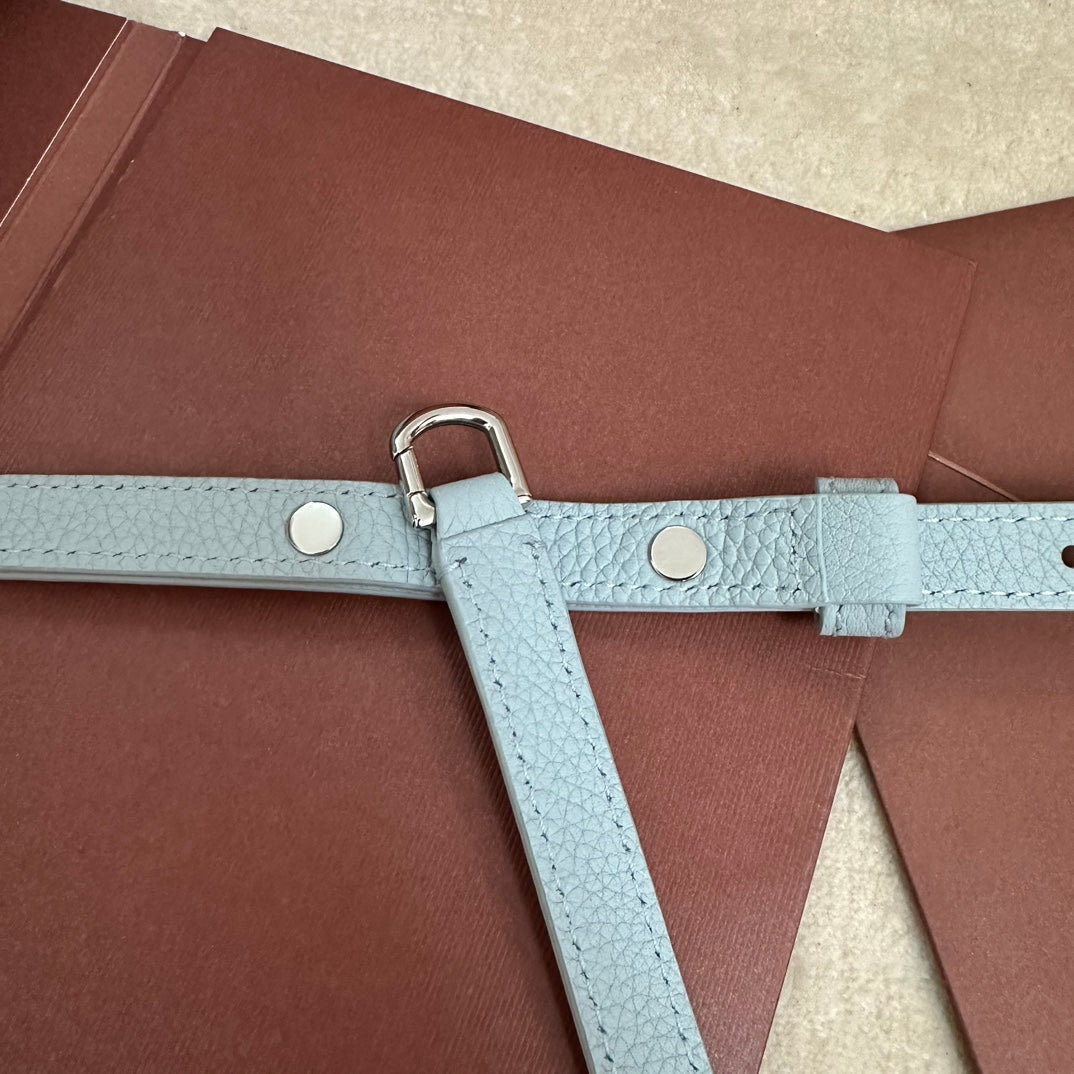 EXTRA POCKET L19 IN LIGHT BLUE CALFSKIN WITH SILVER HARDWARE