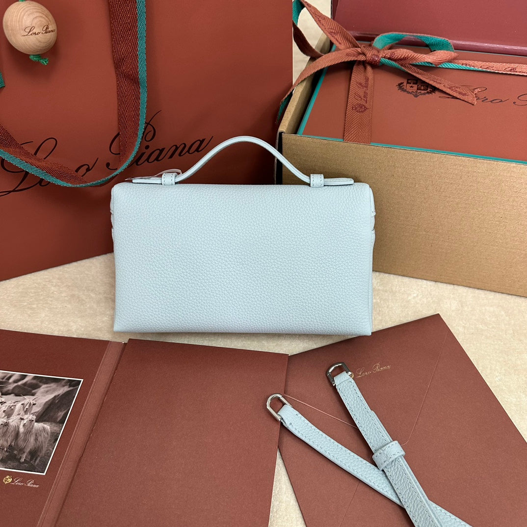 EXTRA POCKET L19 IN LIGHT BLUE CALFSKIN WITH SILVER HARDWARE