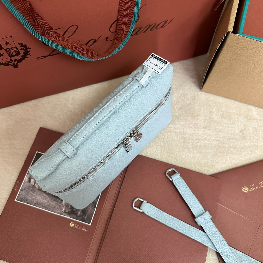 EXTRA POCKET L19 IN LIGHT BLUE CALFSKIN WITH SILVER HARDWARE