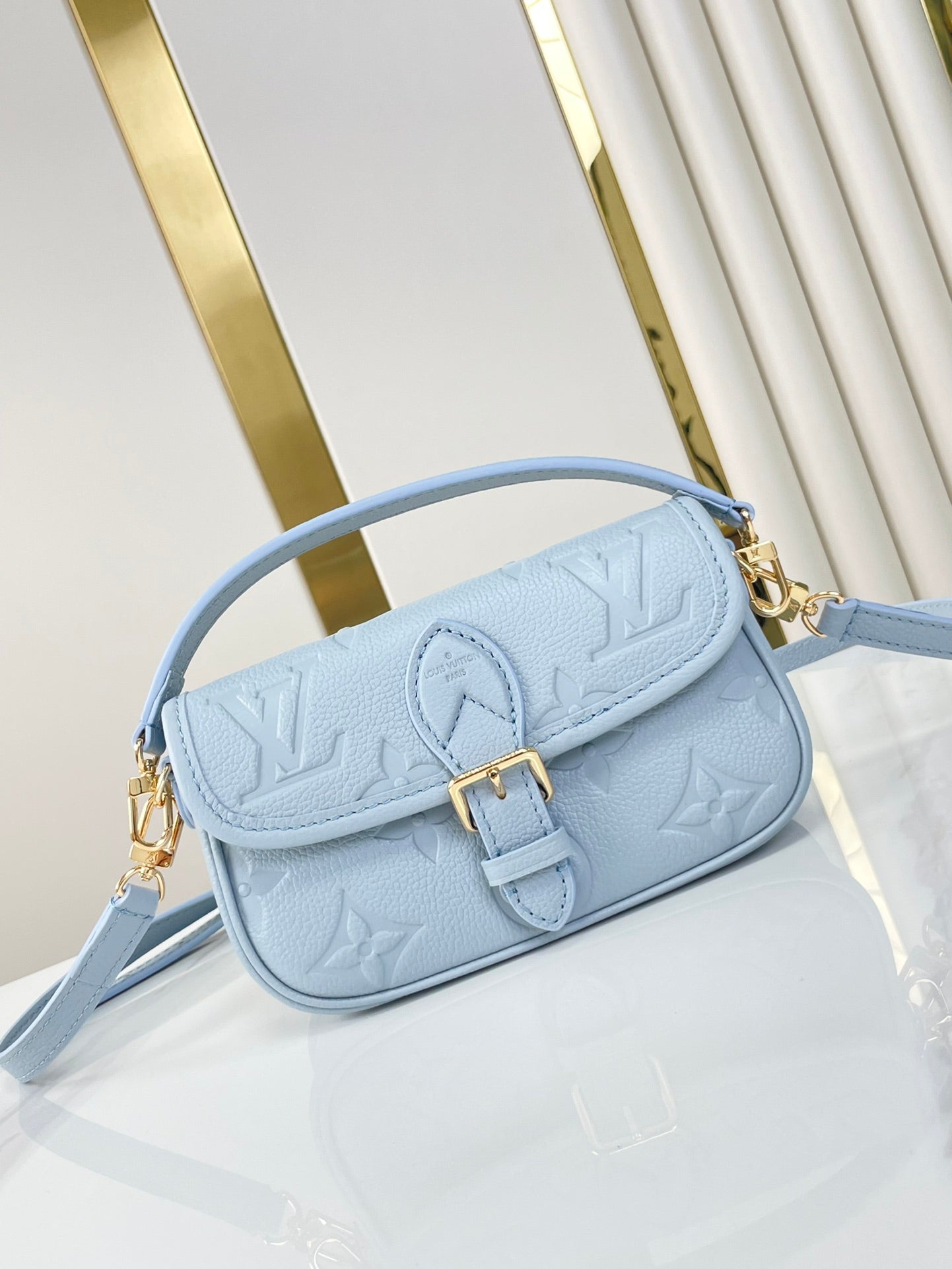 NANO DIANE 19 IN BEAU BLUE MONOGRAM EMPREINTE LEATHER