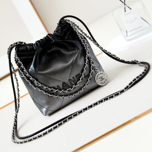 CC MINI 20 HOBO BAG IN BLACK OMBRE CALFSKIN