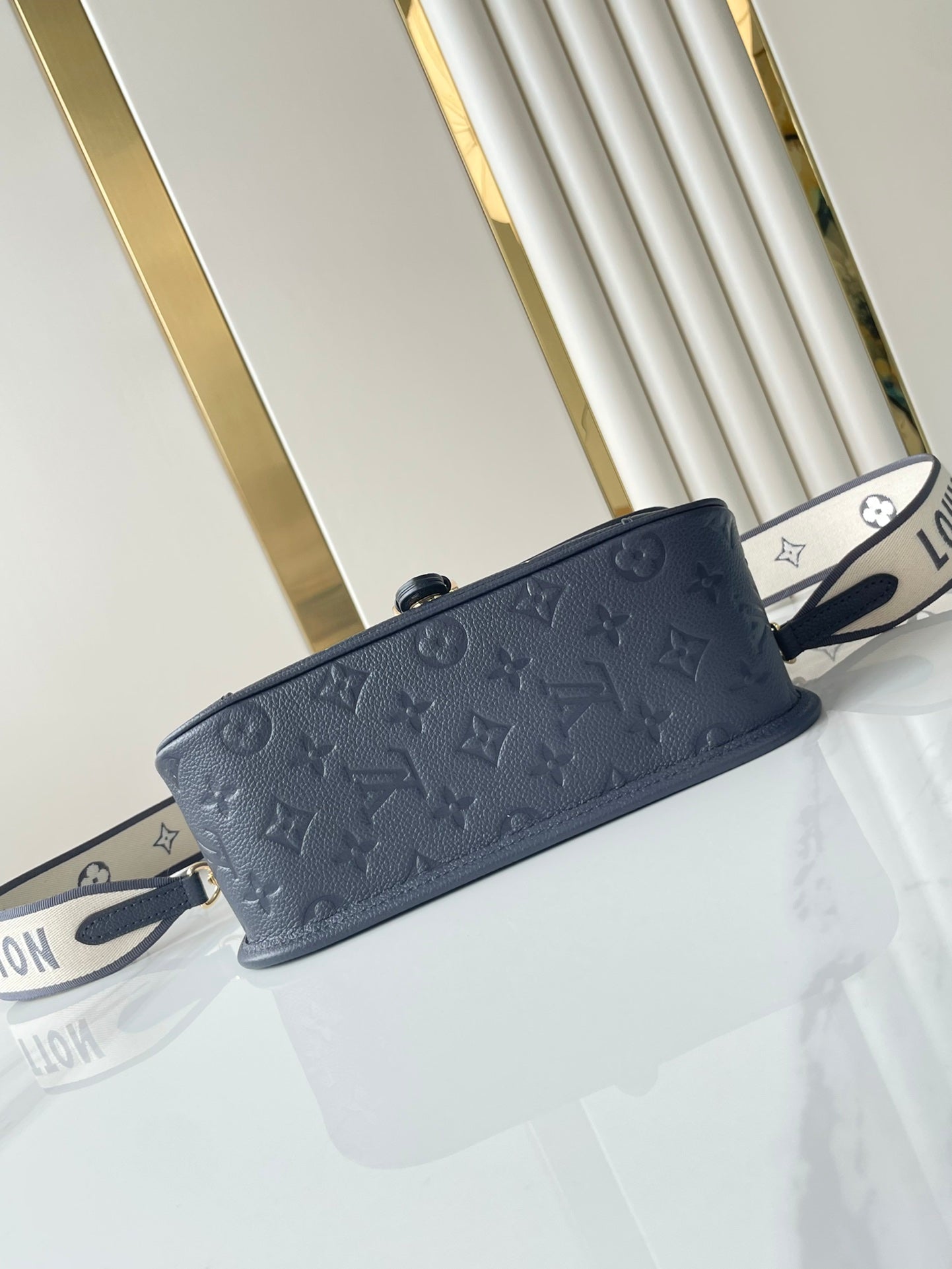 DIANE 23 IN DARK NAVY CREAM MONOGRAM EMPREINTE LEATHER