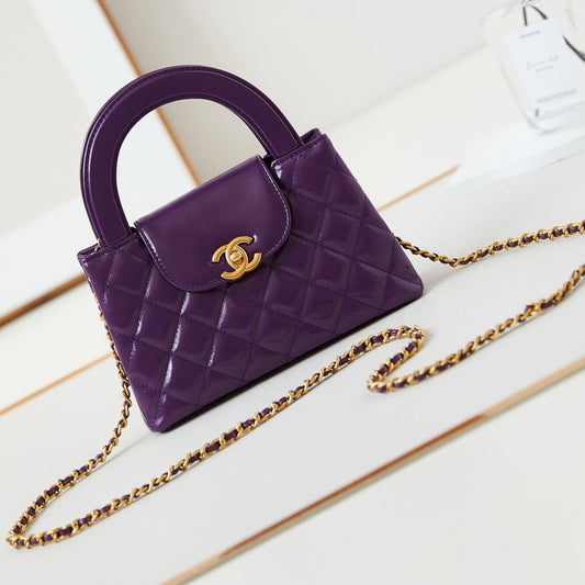 CC KELLY MINI 19 SHOPPING BAG IN INDIGO PURPLE CALFSKIN