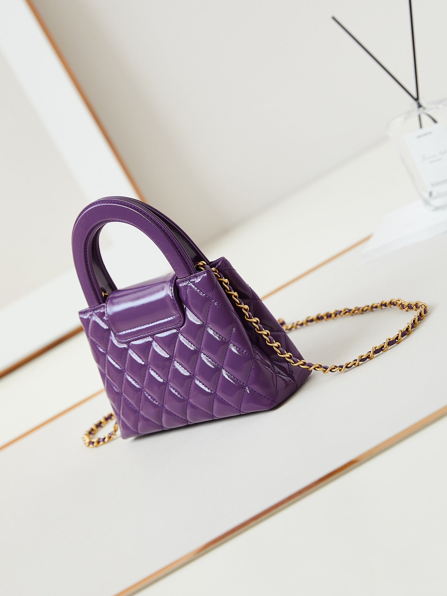 CC KELLY MINI 19 SHOPPING BAG IN INDIGO PURPLE CALFSKIN